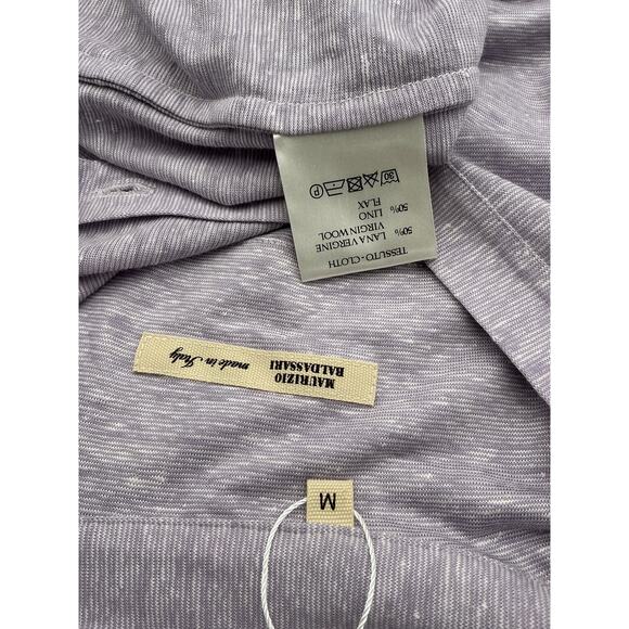 Maurizio Baldassari Grey Wool & Linen Mélange Jersey Polo Size M - Picture 4 of 4